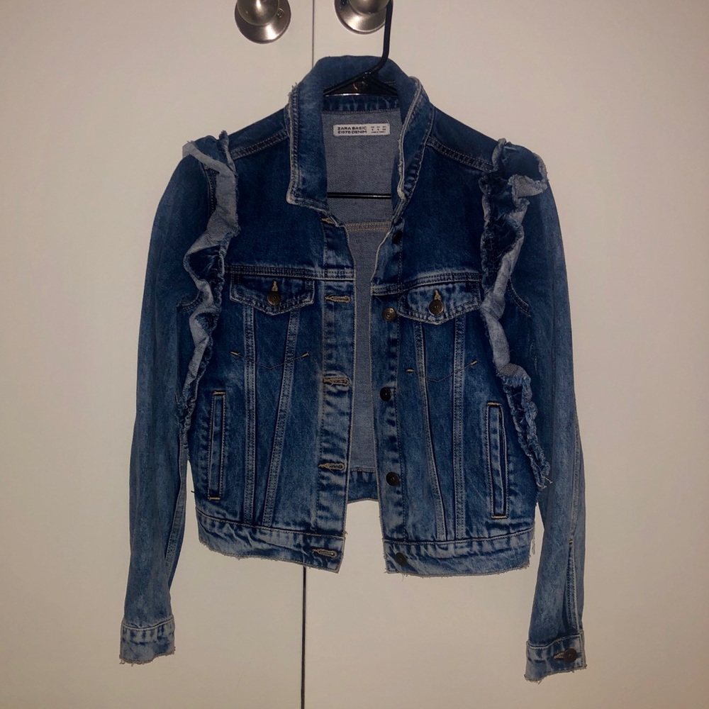 Zara ruffled denim jacket